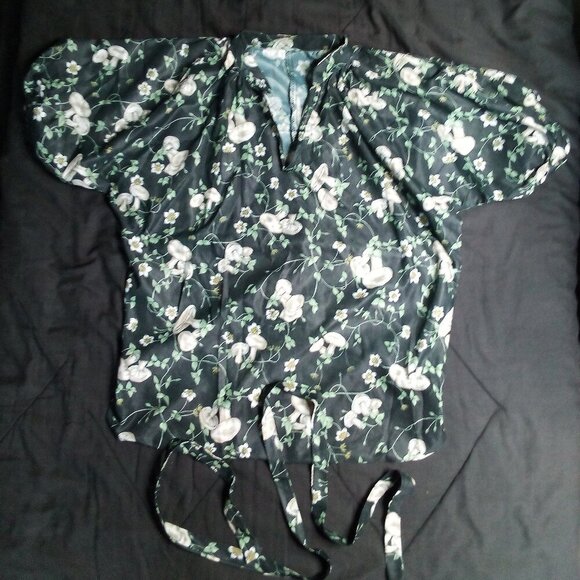 Vintage Mushrooms Polyester Disco Shirt V-Neck - Picture 2 of 4